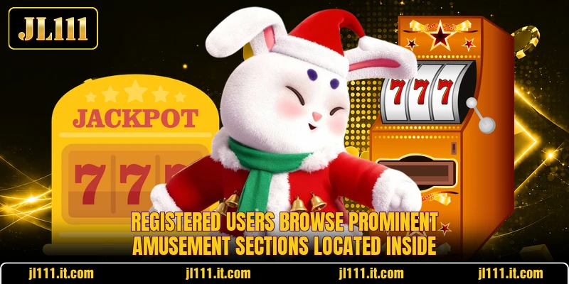 Registered users browse prominent amusement sections located inside