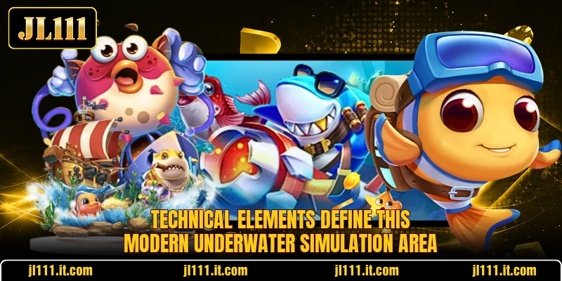 Technical elements define this modern underwater simulation area